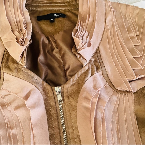 Rye women’s size small beige cotton textured cropped zip-up peplum jacket - Picture 9 of 16